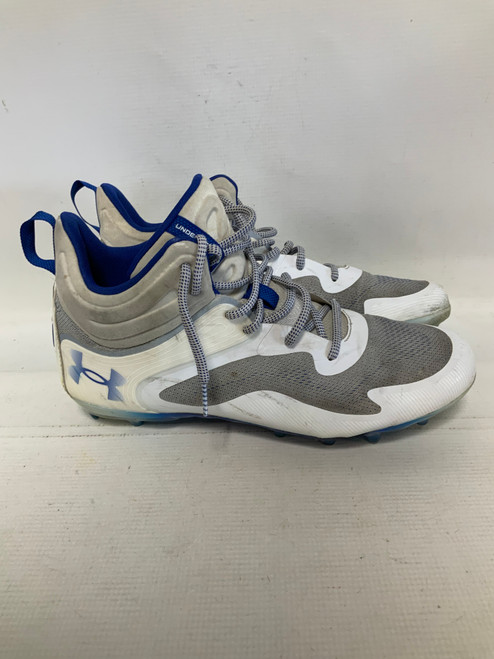 Vist Large View of Product Image Which is Used Under Armour COMMAND MC LAX Cleats Mens Silver/White/Royal Senior 12.5