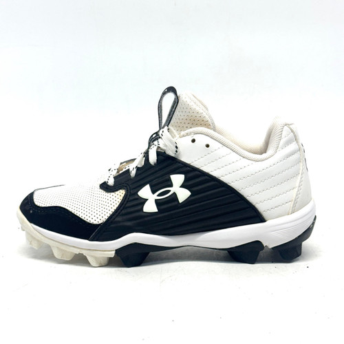 Vist Large View of Product Image Which is Used Under Armour LEADOFF BB/SB Cleats Black And White Junior 02
