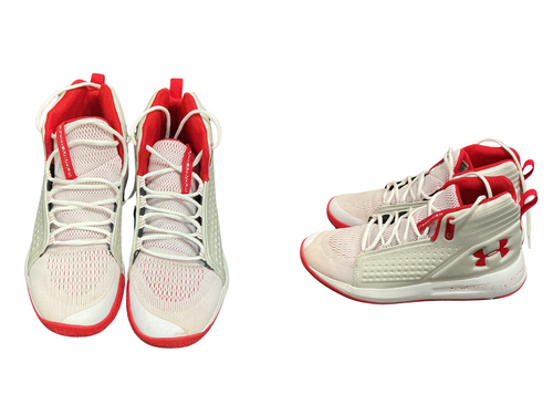 Vist Large View of Product Image Which is Used Under Armour Basketball Shoes M White And Red Senior 11.5