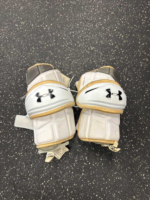 Vist Large View of Product Image Which is Used Under Armour COMMAND PRO Lacrosse Arm Pads/Guards White MD