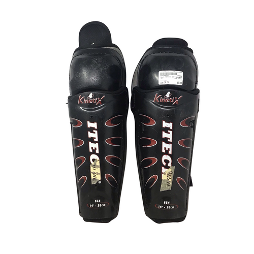 Vist Large View of Product Image Which is Used Itech KINETIX Senior Shin Guards Black 14"