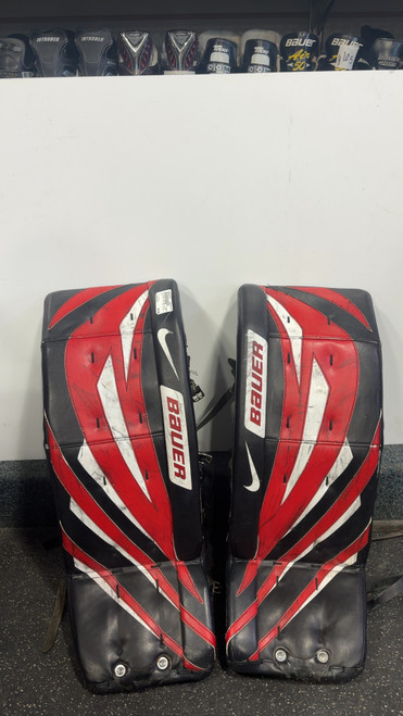 Vist Large View of Product Image Which is Used Bauer SUP ONE 75 Goalie Leg Pads Senior Black 30"