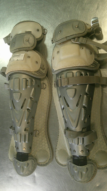 Vist Large View of Product Image Which is Used Rawlings SHIN GUARDS Catchers Leg Guards Grey Adult