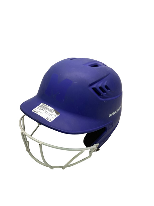 Vist Large View of Product Image Which is Used Rawlings 6 7/8 - 7 5/8 Batting Helmet w/Mask Royal Blue LG