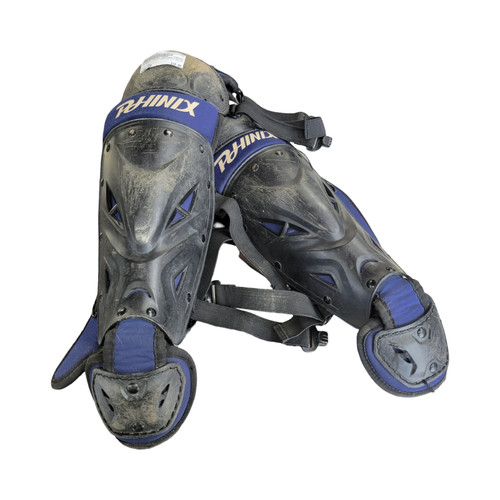 Vist Large View of Product Image Which is Used PHINIX YOUTH CATCHER LEG GUARDS Catchers Leg Guards Navy Blue Youth