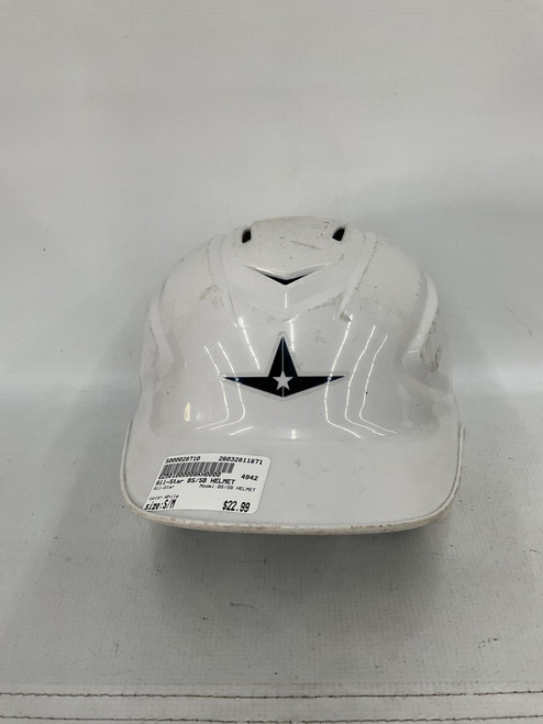 Vist Large View of Product Image Which is Used All-Star BS/SB HELMET Batting Helmet No Mask White S/M
