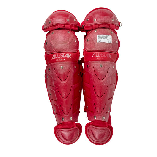 Vist Large View of Product Image Which is Used All-Star LG79PS Catchers Leg Guards Red Youth