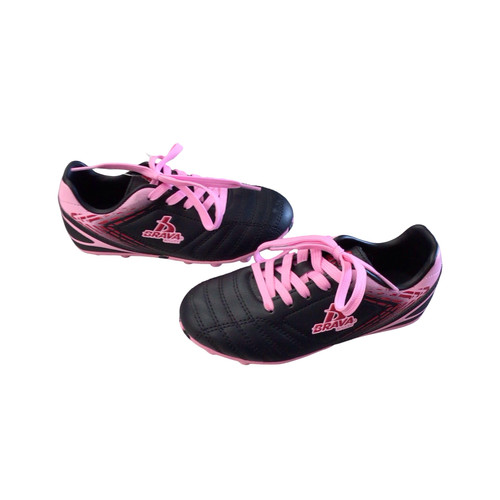 Vist Large View of Product Image Which is Used Brava Soccer Indoor Shoes Black And Pink Youth 12.0
