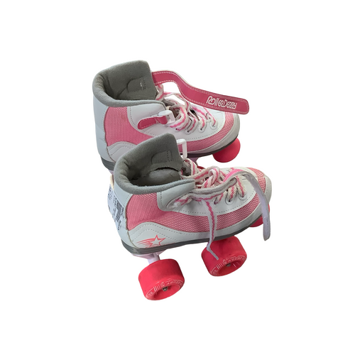 Vist Large View of Product Image Which is Used RollerDerby FIRESTORM Child Roller Quad Skates White Youth 12.0