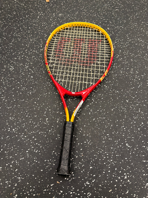 Vist Large View of Product Image Which is Used Wilson US OPEN 23 Junior Tennis Racquet Red 23"