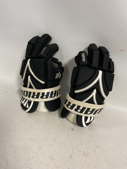 Vist Large View of Product Image Which is Used Warrior RABIL NEXT Lacrosse Gloves Junior Black MD