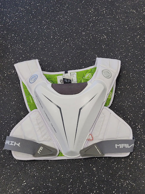 Vist Large View of Product Image Which is Used Maverik M5 Lacrosse Shoulder Pads White LG