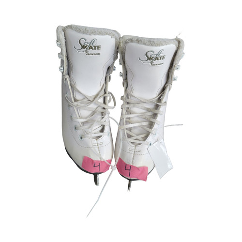Vist Large View of Product Image Which is Used Jackson SOFT SKATE JS180 FIGURE SKATE SZ 4 Girls Figure Skate White Junior 04
