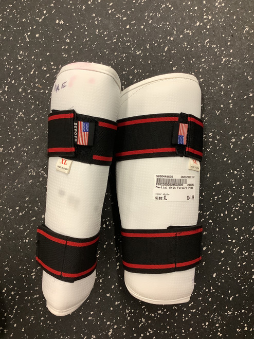 Vist Large View of Product Image Which is Used Martial Arts Forearm Pads White XL