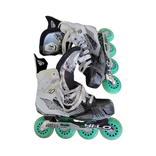 Vist Large View of Product Image Which is Used Mission INHALER FZ-5 INLINE SKATES SZ 7.5E Roller Hockey Skates White Senior 7.5