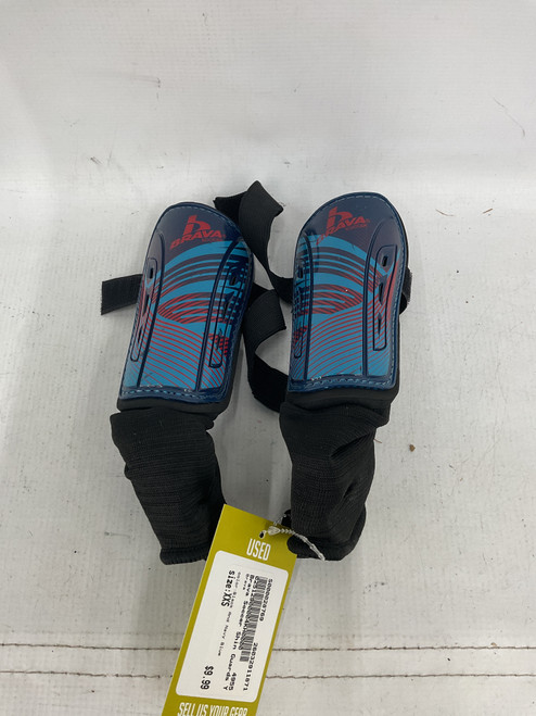 Vist Large View of Product Image Which is Used Brava Soccer Shin Guards Youth Black And Navy Blue XXS