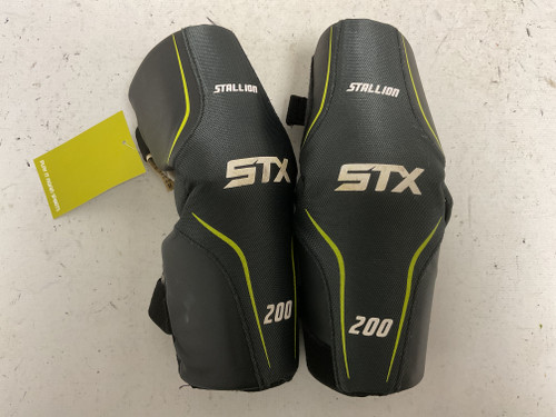 Vist Large View of Product Image Which is Used STX STALLION 200 Lacrosse Arm Pads/Guards Black And Neon Green MD