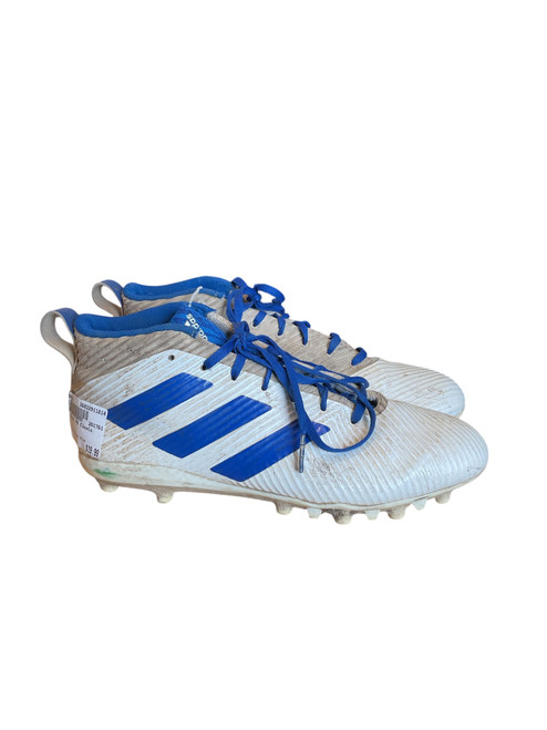 Vist Large View of Product Image Which is Used Adidas Adult FB Cleats White And Royal Blue Senior 7