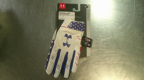 Vist Large View of Product Image Which is Used Under Armour BB/SB Batting Gloves White MD
