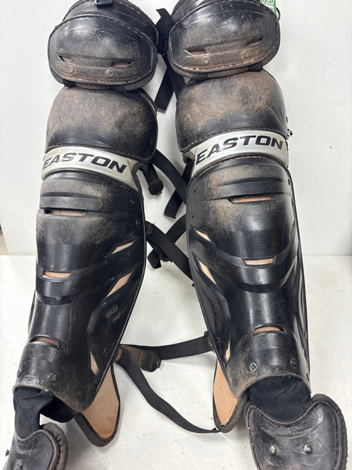 Vist Large View of Product Image Which is Used Easton ELITE X ADULT Catchers Leg Guards Black Adult (new= $250)
