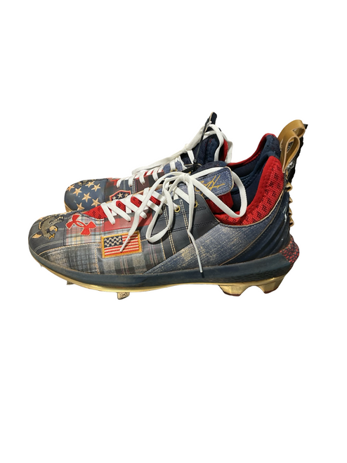 Vist Large View of Product Image Which is Used Under Armour USA BRYCE HARPER BB/SB Cleats White/Red/Navy Senior 11.5
