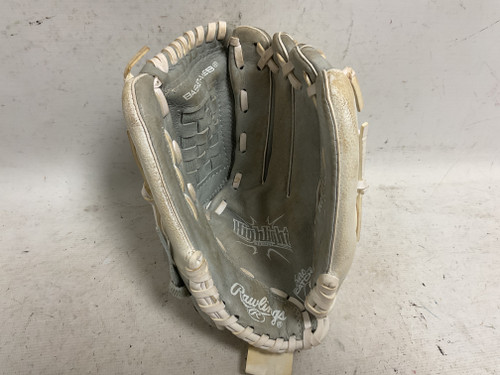 Vist Large View of Product Image Which is Used Rawlings Highlight Series HFP120GW RH Throw Fastpitch Gloves Grey 12"