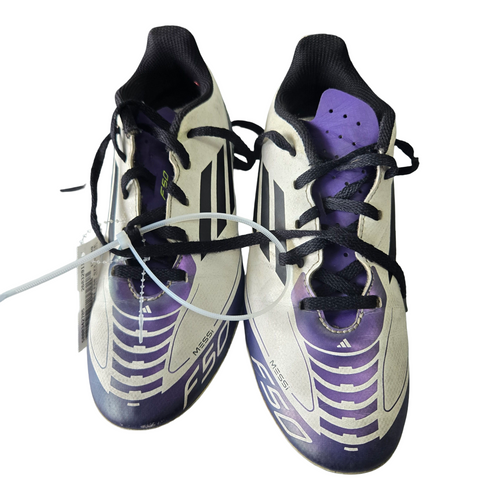 Vist Large View of Product Image Which is Used Adidas MESSI F50 SZ3 SOCCER CLEATS Soccer Cleats White And Purple Junior 03