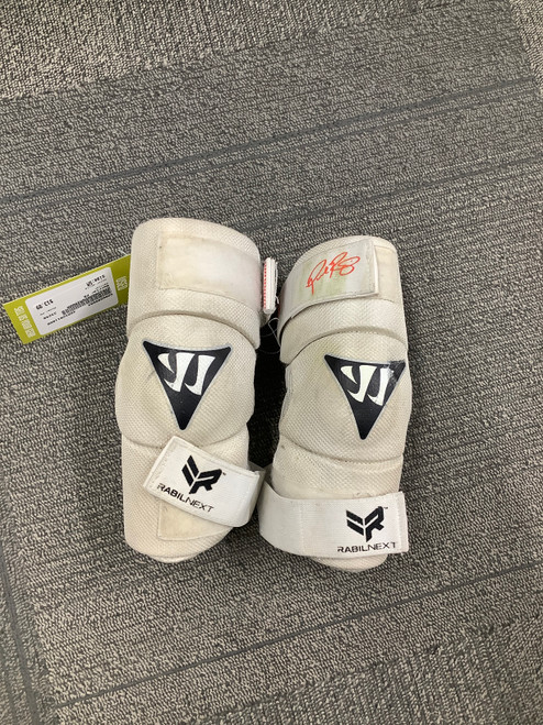 Vist Large View of Product Image Which is Used Warrior PR Lacrosse Arm Pads/Guards White SM