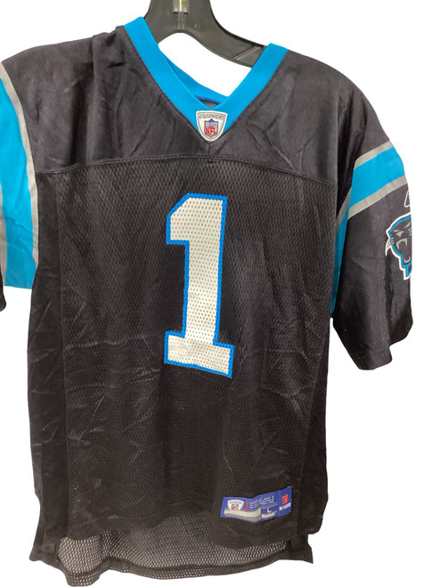 Vist Large View of Product Image Which is Used Reebok CAM NEWTON PANTHERS S.S. Spirit Wear Y Black LG