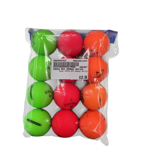 Vist Large View of Product Image Which is Used GREEN RED ORANGE MATTES 12 Pack - Golf Balls