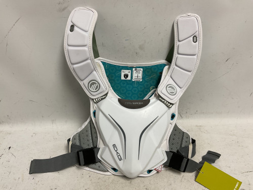 Vist Large View of Product Image Which is Used Maverik EKG SPEED Lacrosse Shoulder Pads White And Grey LG