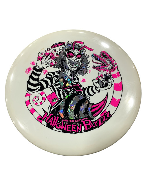 Vist Large View of Product Image Which is Used Discraft LIMITED EDITION HALLOWEEN BUZZZ Disc Golf Mid Range White
