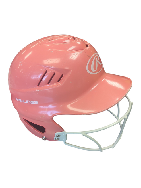 Vist Large View of Product Image Which is Used Rawlings RCFH 6 1/2 - 7 1/2 Batting Helmet w/Mask Pink MD