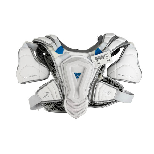 Vist Large View of Product Image Which is Used True ZERO LYTE Lacrosse Shoulder Pads White SM