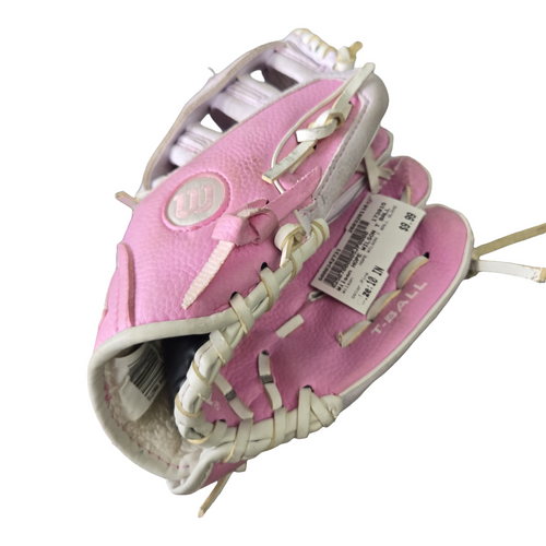 Vist Large View of Product Image Which is Used Wilson HOPE WILSON T BALL GLOVE BB/SB Glove RH Throw Pink 10"