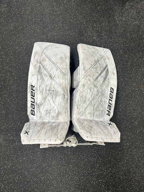 Vist Large View of Product Image Which is Used Bauer X5 PRO 31 Goalie Leg Pads Inter White 31"