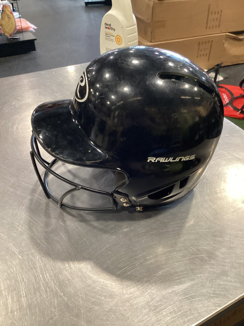 Vist Large View of Product Image Which is Used Rawlings BASEBALL HELMET Batting Helmet w/Mask Black SM