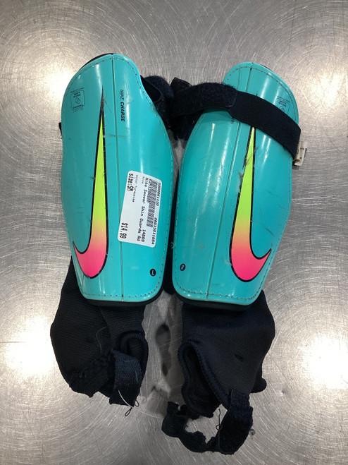 Vist Large View of Product Image Which is Used Nike Soccer Shin Guards Adult Turquoise SM