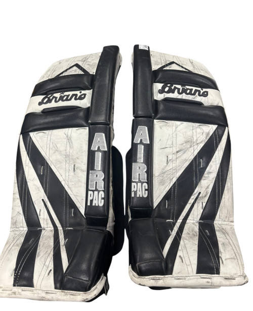 Vist Large View of Product Image Which is Used Brians AIR PAC Goalie Leg Pads Senior White 33"