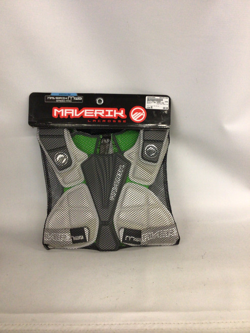 Vist Large View of Product Image Which is Used Maverik MAX SPEED PAD Lacrosse Shoulder Pads Grey And White MD
