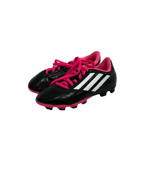 Vist Large View of Product Image Which is Used Adidas Conquitso Soccer Cleats Black And Pink Junior 02.5