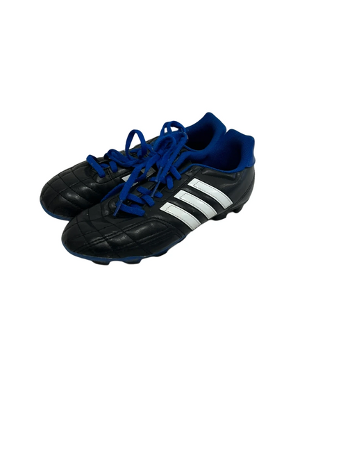Vist Large View of Product Image Which is Used Adidas Goletto Soccer Cleats Black And Royal Blue Junior 04.5