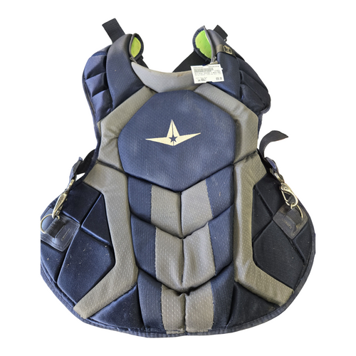Vist Large View of Product Image Which is Used All-Star SYSTEM 7 AXIS PRO ADULT CHEST PROTECTOR Catchers Chest Protector Navy Blue Adult