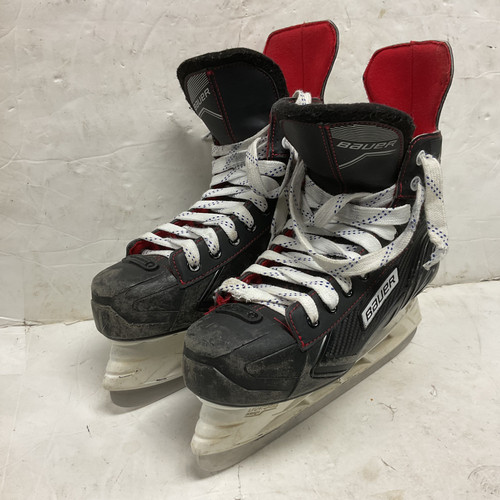 Vist Large View of Product Image Which is Used Bauer NSX Senior Hockey Skate White/Black/Red Senior 9
