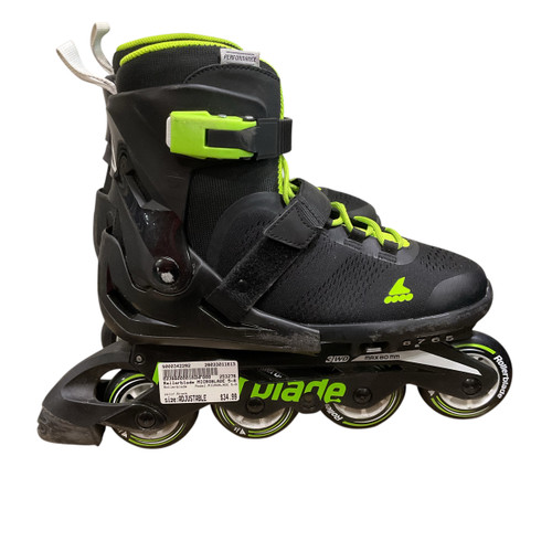 Vist Large View of Product Image Which is Used Rollerblade MICROBLADE 5-8 Senior Rec Fitness Skates Black Adjustable