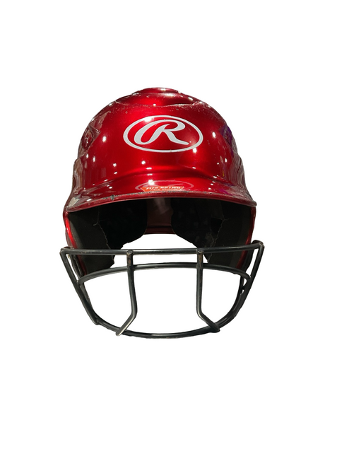 Vist Large View of Product Image Which is Used Rawlings RED W/ MASK Batting Helmet w/Mask Red One Size