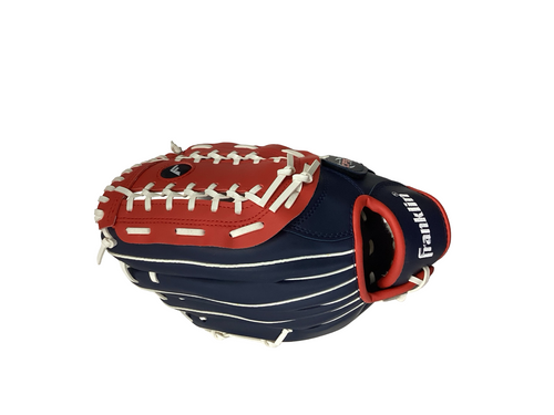 Vist Large View of Product Image Which is Used Franklin FIELDMASTER SERIES BB/SB Glove RH Throw Navy Blue 12"