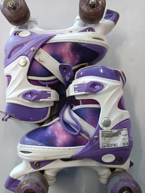 Vist Large View of Product Image Which is Used 1-4 Junior Roller Quad Skates White Adjustable