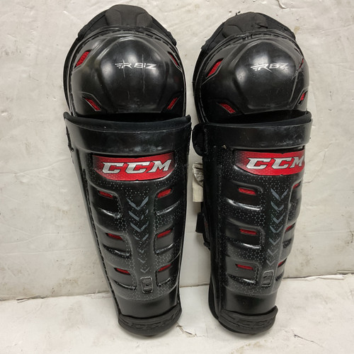 Vist Large View of Product Image Which is Used CCM RBZ Junior Shin Guards Black And Red 11"