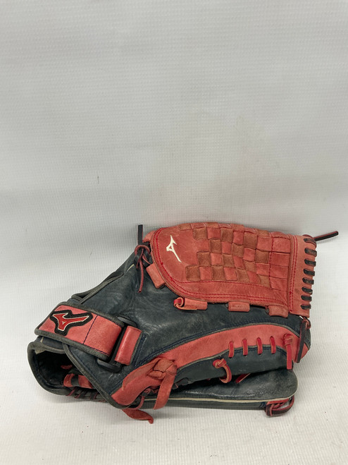 Vist Large View of Product Image Which is Used Mizuno GMVP 1400PSES4 MVP BB/SB Glove RH Throw Black And Red 14"